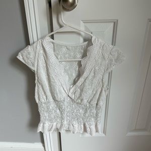 Shein white lace blouse
